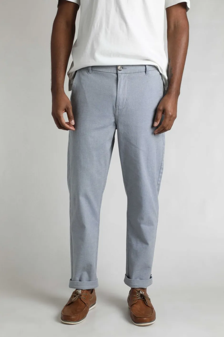 Weird Fish Trousers & Jeans|Charleigh Textured Chino Trousers Denim Blue