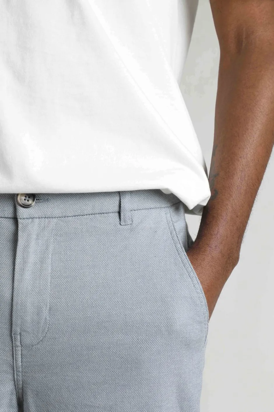 Weird Fish Trousers & Jeans|Charleigh Textured Chino Trousers Denim Blue