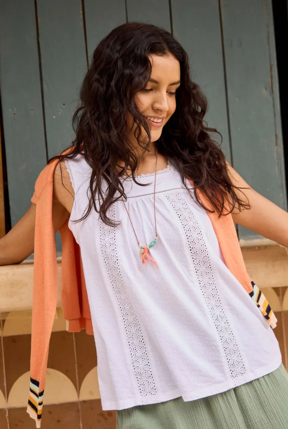 Weird Fish Tunics|Tops & T-Shirts|Chelle Organic Cotton Jersey Square Neck Vest White