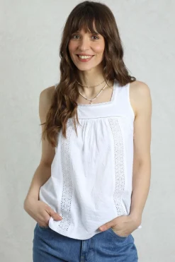 Weird Fish Tunics|Tops & T-Shirts|Chelle Organic Cotton Jersey Square Neck Vest White