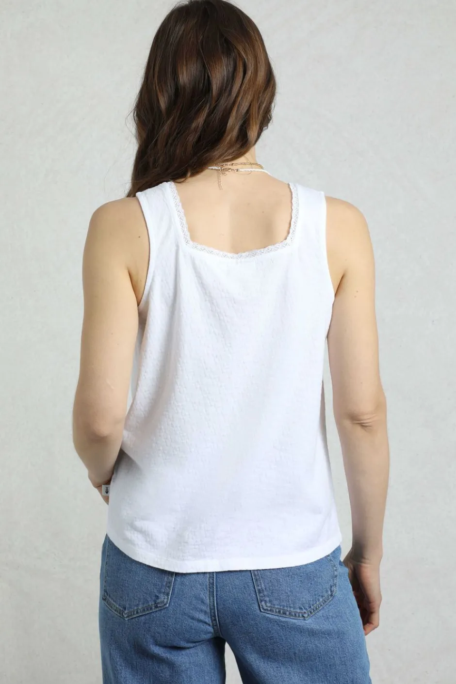 Weird Fish Tunics|Tops & T-Shirts|Chelle Organic Cotton Jersey Square Neck Vest White