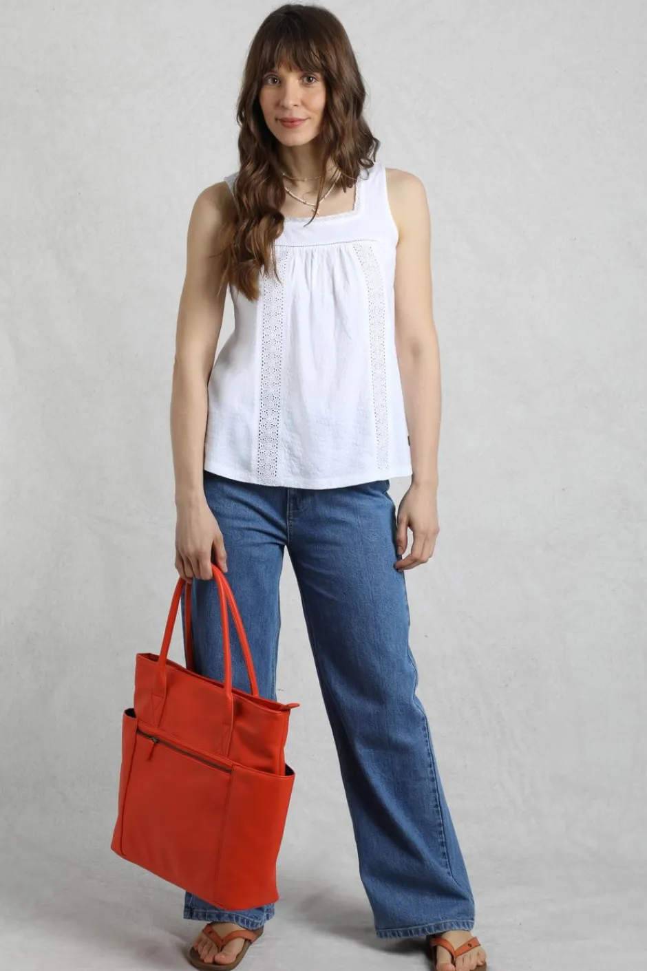 Weird Fish Tunics|Tops & T-Shirts|Chelle Organic Cotton Jersey Square Neck Vest White