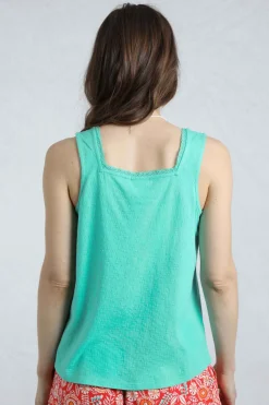 Weird Fish Tunics|Tops & T-Shirts|Chelle Organic Cotton Jersey Square Neck Vest Aqua Marine