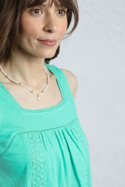 Weird Fish Tunics|Tops & T-Shirts|Chelle Organic Cotton Jersey Square Neck Vest Aqua Marine