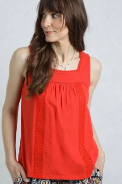 Weird Fish Tunics|Tops & T-Shirts|Chelle Organic Cotton Jersey Square Neck Vest Tango Red