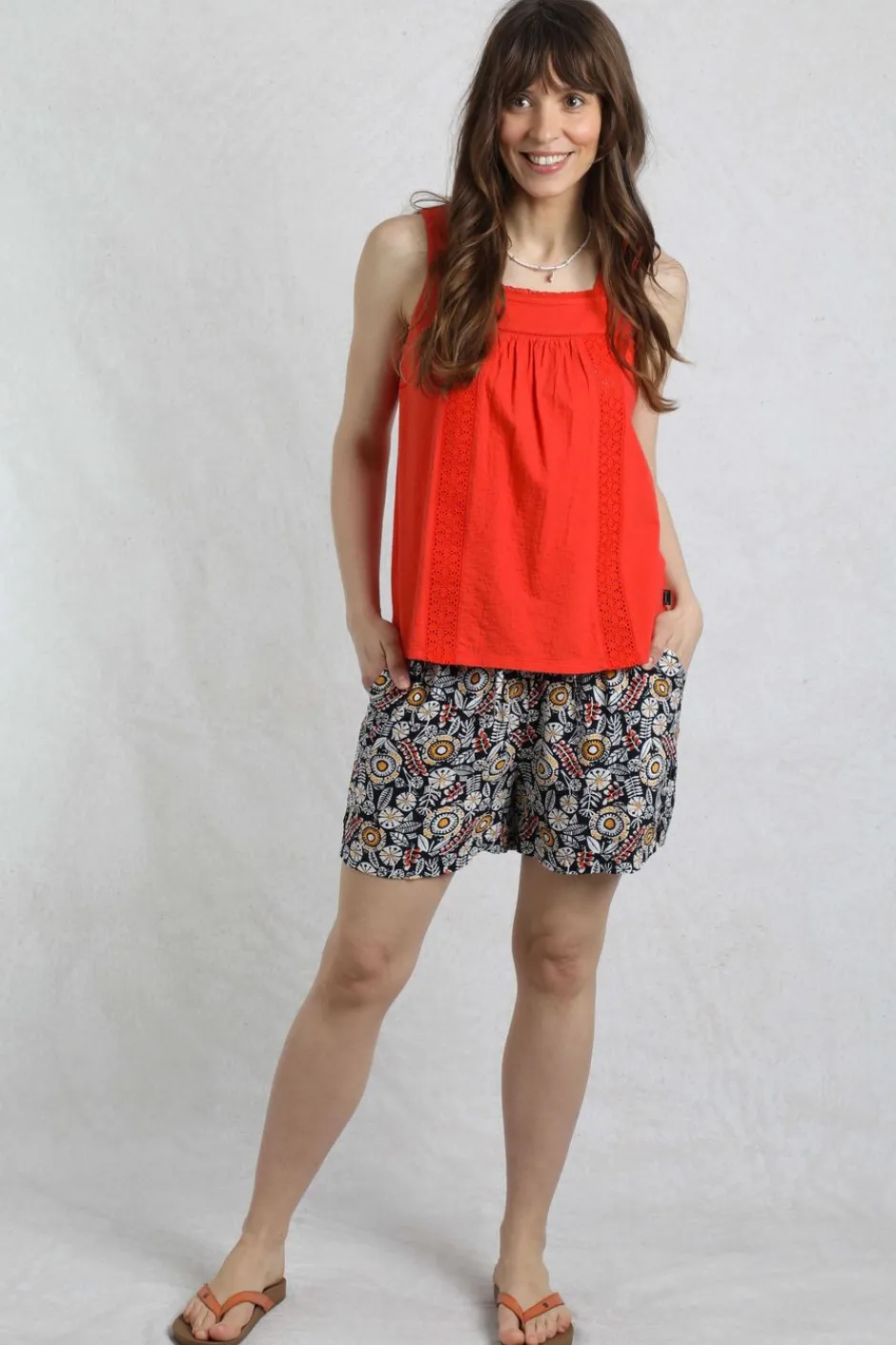 Weird Fish Tunics|Tops & T-Shirts|Chelle Organic Cotton Jersey Square Neck Vest Tango Red