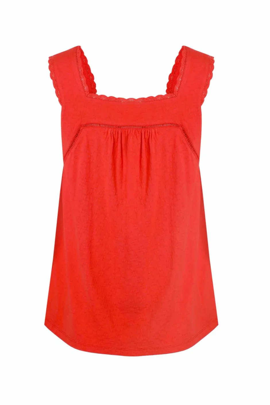 Weird Fish Tunics|Tops & T-Shirts|Chelle Organic Cotton Jersey Square Neck Vest Tango Red