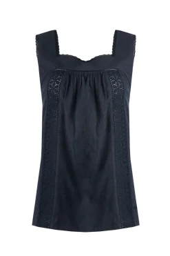 Weird Fish Tunics|Tops & T-Shirts|Chelle Organic Cotton Jersey Square Neck Vest Navy