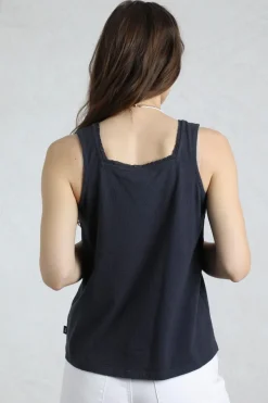 Weird Fish Tunics|Tops & T-Shirts|Chelle Organic Cotton Jersey Square Neck Vest Navy