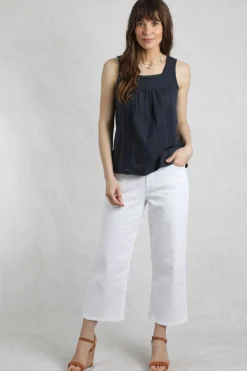 Weird Fish Tunics|Tops & T-Shirts|Chelle Organic Cotton Jersey Square Neck Vest Navy