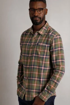 Weird Fish Shirts|Chester Organic Cotton Flannel Check Shirt Celery
