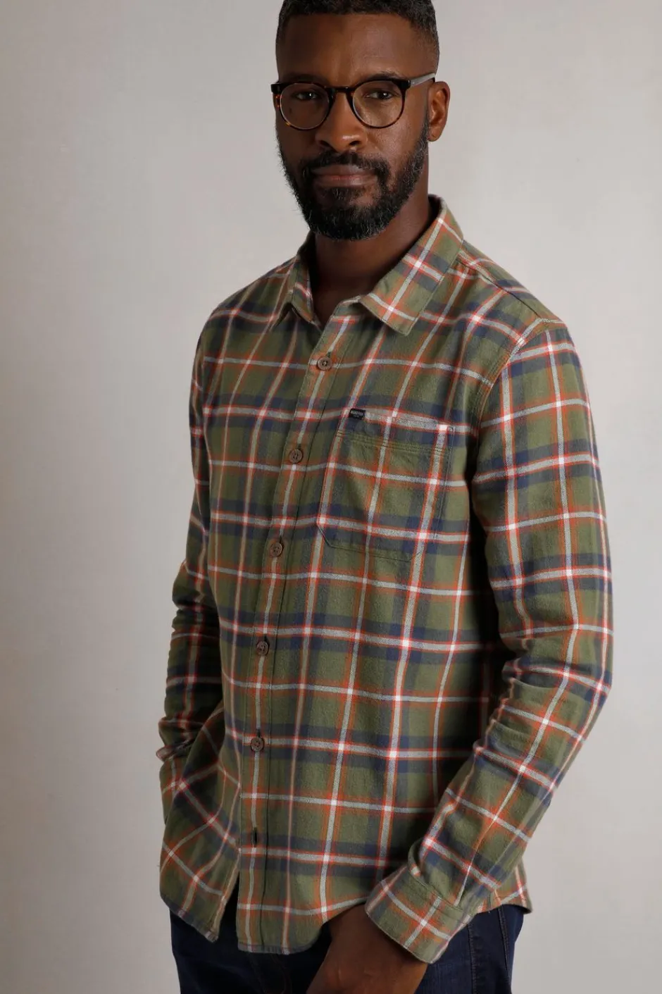 Weird Fish Shirts|Chester Organic Cotton Flannel Check Shirt Celery