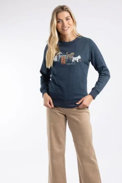 Weird Fish Sweatshirts & Hoodies|Chidham Eco Dog Print Crew Neck Sweatshirt Navy