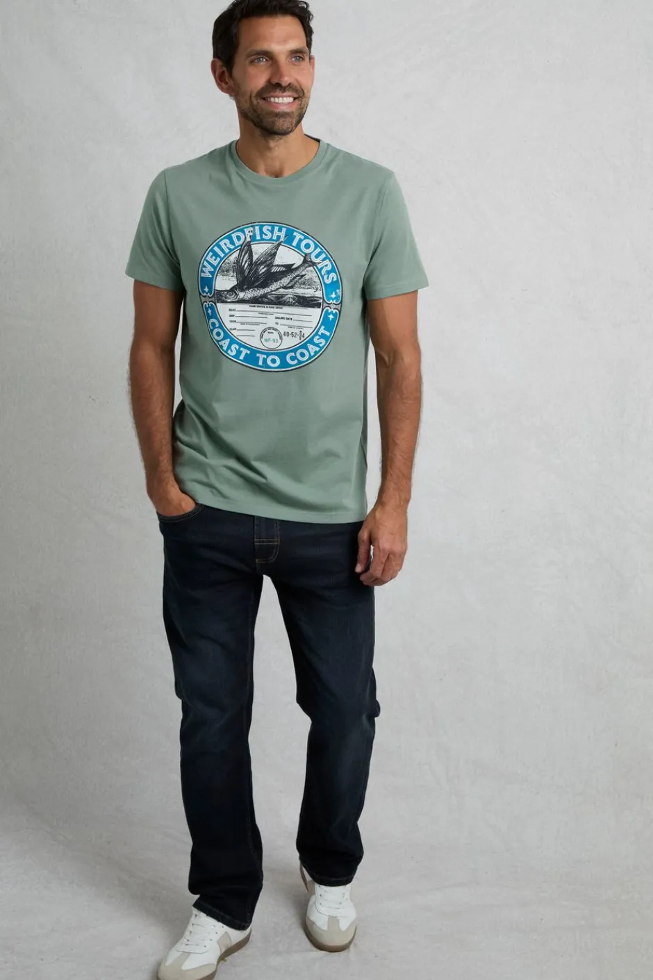 Weird Fish T-Shirts|Coasting Eco Front Print Graphic T-Shirt Dusty Teal