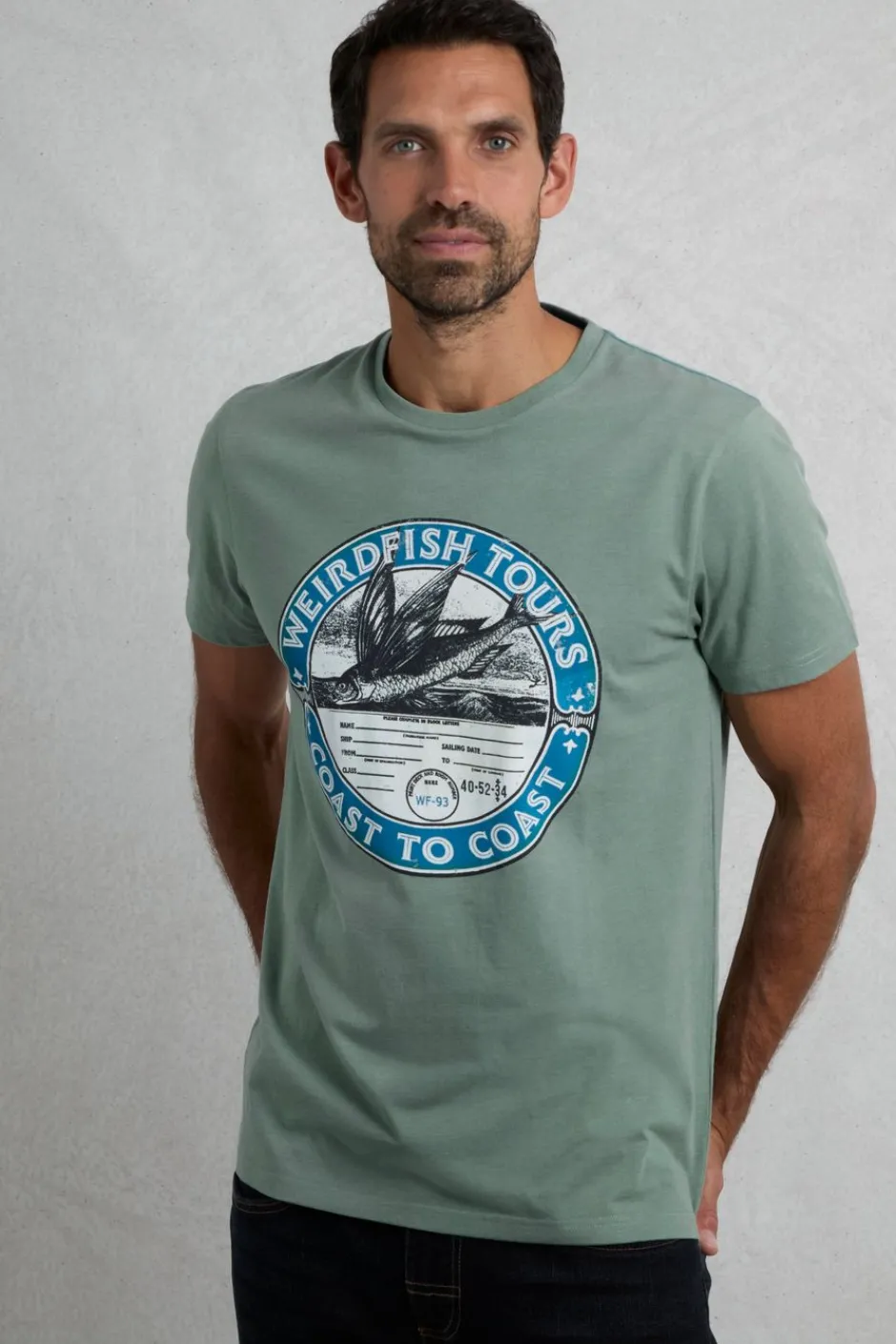 Weird Fish T-Shirts|Coasting Eco Front Print Graphic T-Shirt Dusty Teal