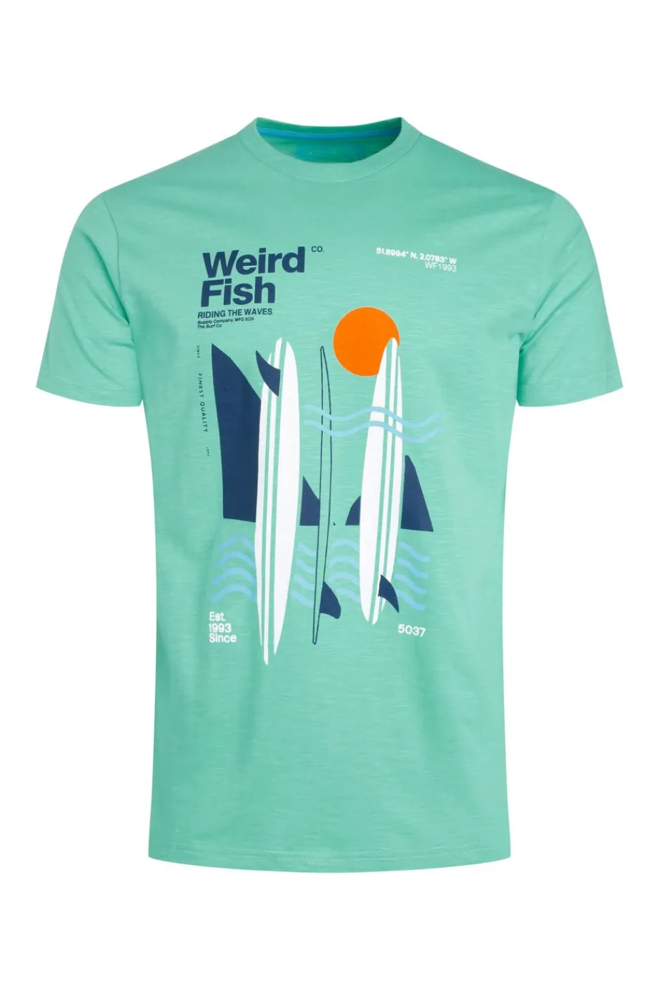 Weird Fish T-Shirts|Coordinates Eco Front Print Graphic T-Shirt Aqua Marine