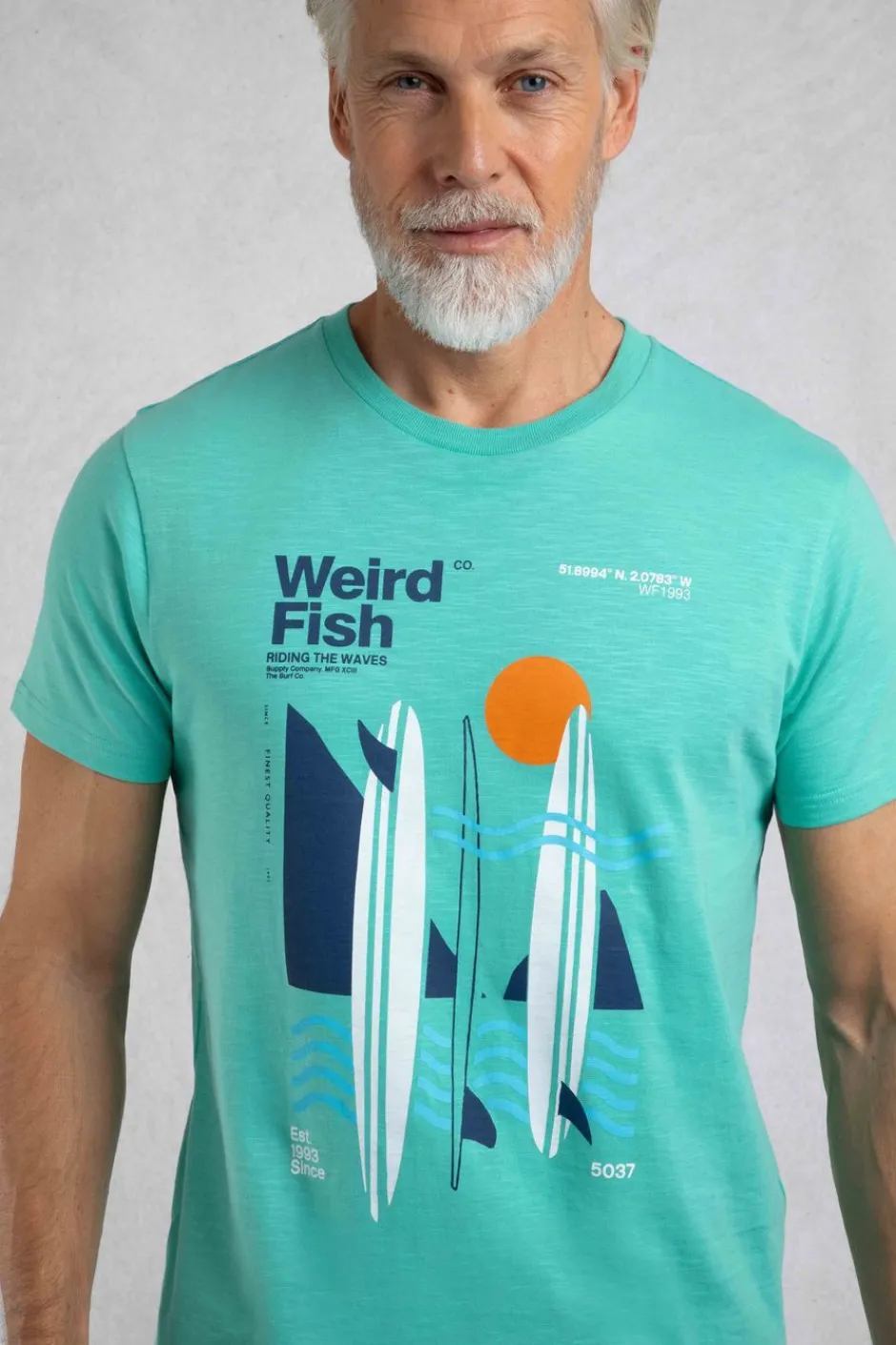 Weird Fish T-Shirts|Coordinates Eco Front Print Graphic T-Shirt Aqua Marine