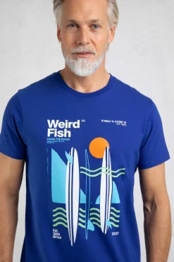 Weird Fish T-Shirts|Coordinates Eco Front Print Graphic T-Shirt Cobalt Blue