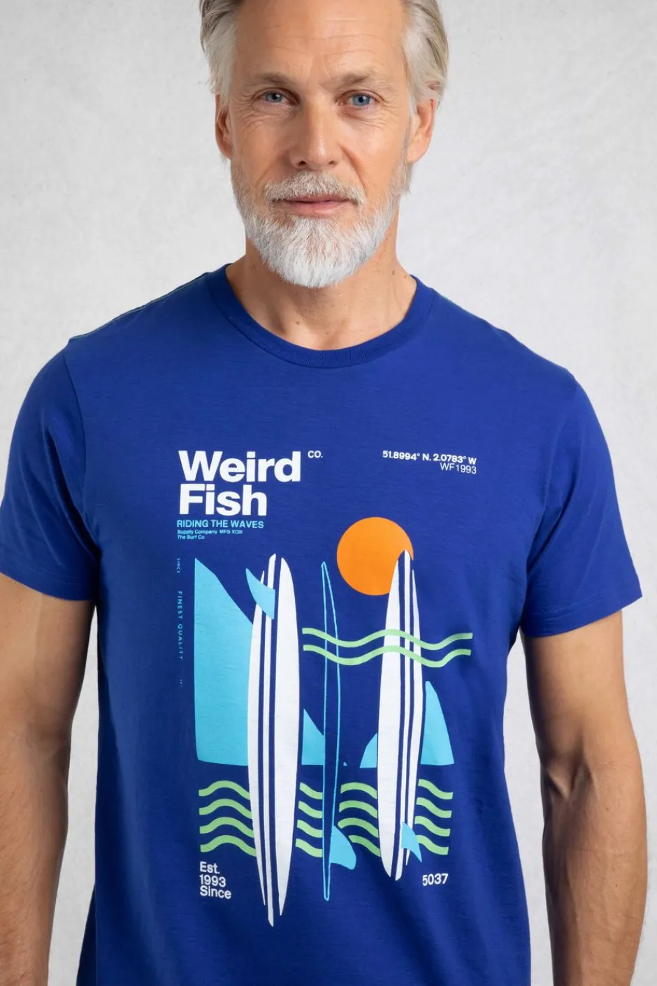 Weird Fish T-Shirts|Coordinates Eco Front Print Graphic T-Shirt Cobalt Blue