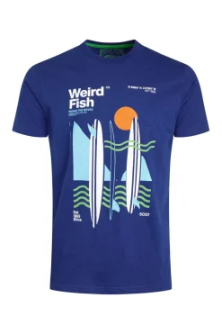 Weird Fish T-Shirts|Coordinates Eco Front Print Graphic T-Shirt Cobalt Blue