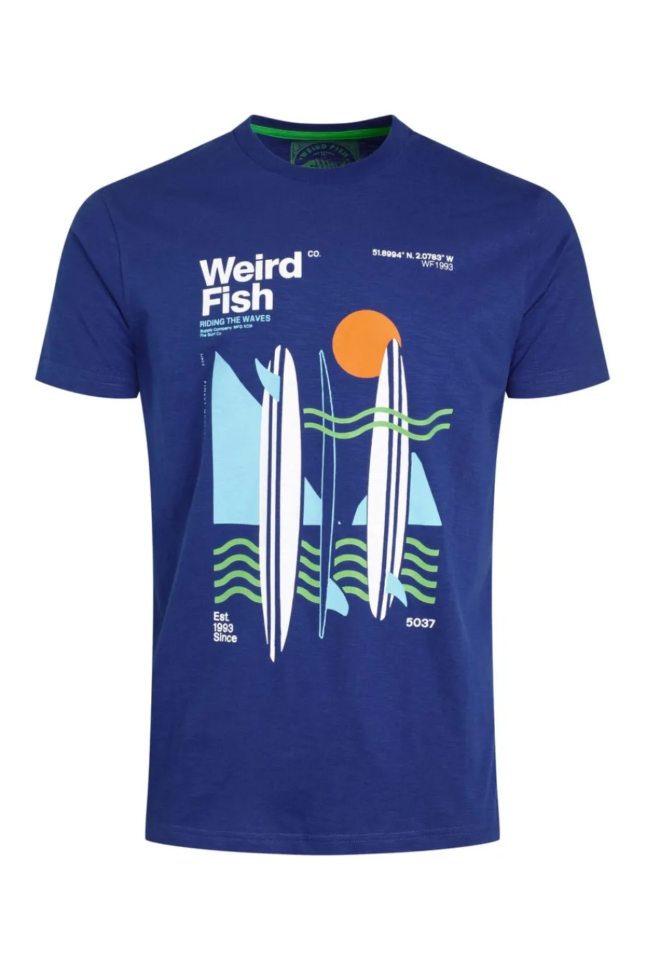Weird Fish T-Shirts|Coordinates Eco Front Print Graphic T-Shirt Cobalt Blue