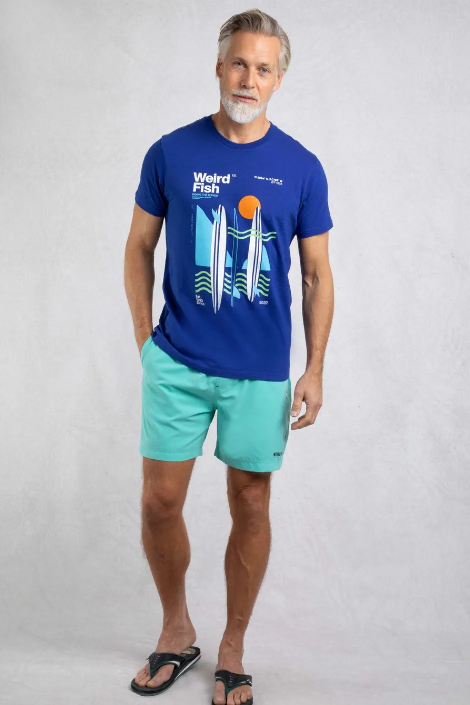 Weird Fish T-Shirts|Coordinates Eco Front Print Graphic T-Shirt Cobalt Blue