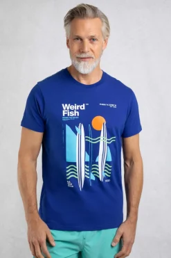 Weird Fish T-Shirts|Coordinates Eco Front Print Graphic T-Shirt Cobalt Blue