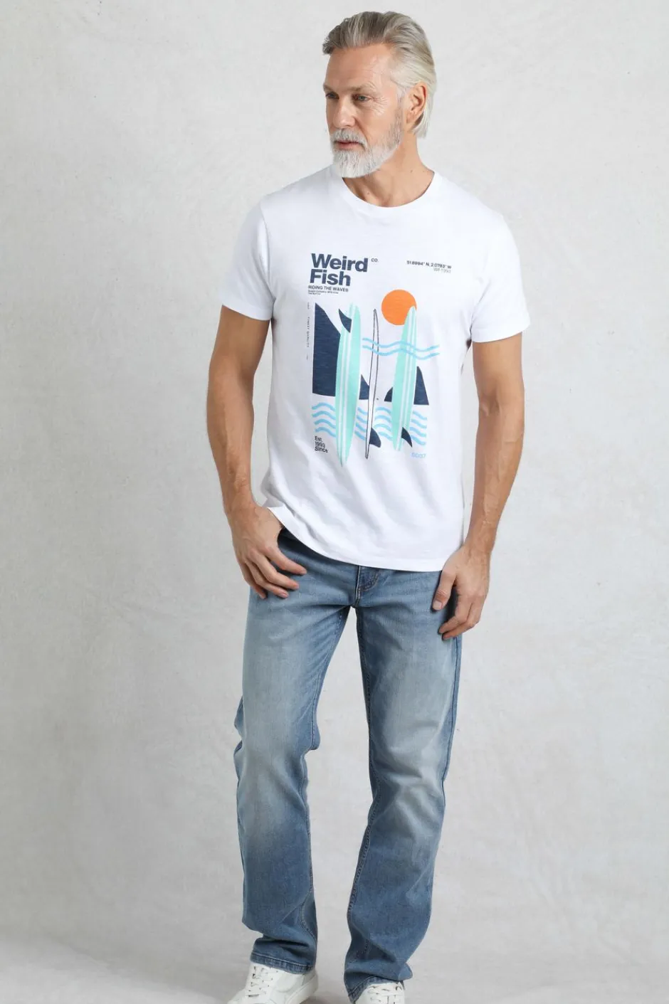 Weird Fish T-Shirts|Coordinates Eco Front Print Graphic T-Shirt White