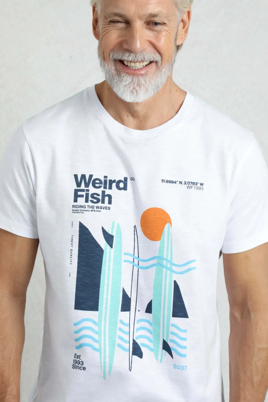 Weird Fish T-Shirts|Coordinates Eco Front Print Graphic T-Shirt White