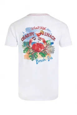 Weird Fish T-Shirts|Crabby Shack Back Print Graphic T-Shirt White