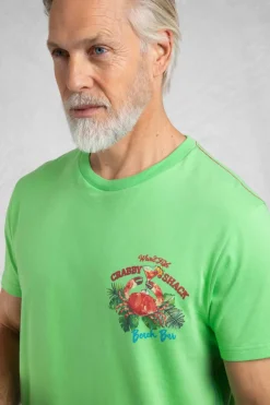 Weird Fish T-Shirts|Crabby Shack Back Print Graphic T-Shirt Grass Green