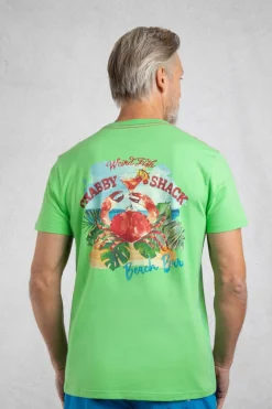 Weird Fish T-Shirts|Crabby Shack Back Print Graphic T-Shirt Grass Green