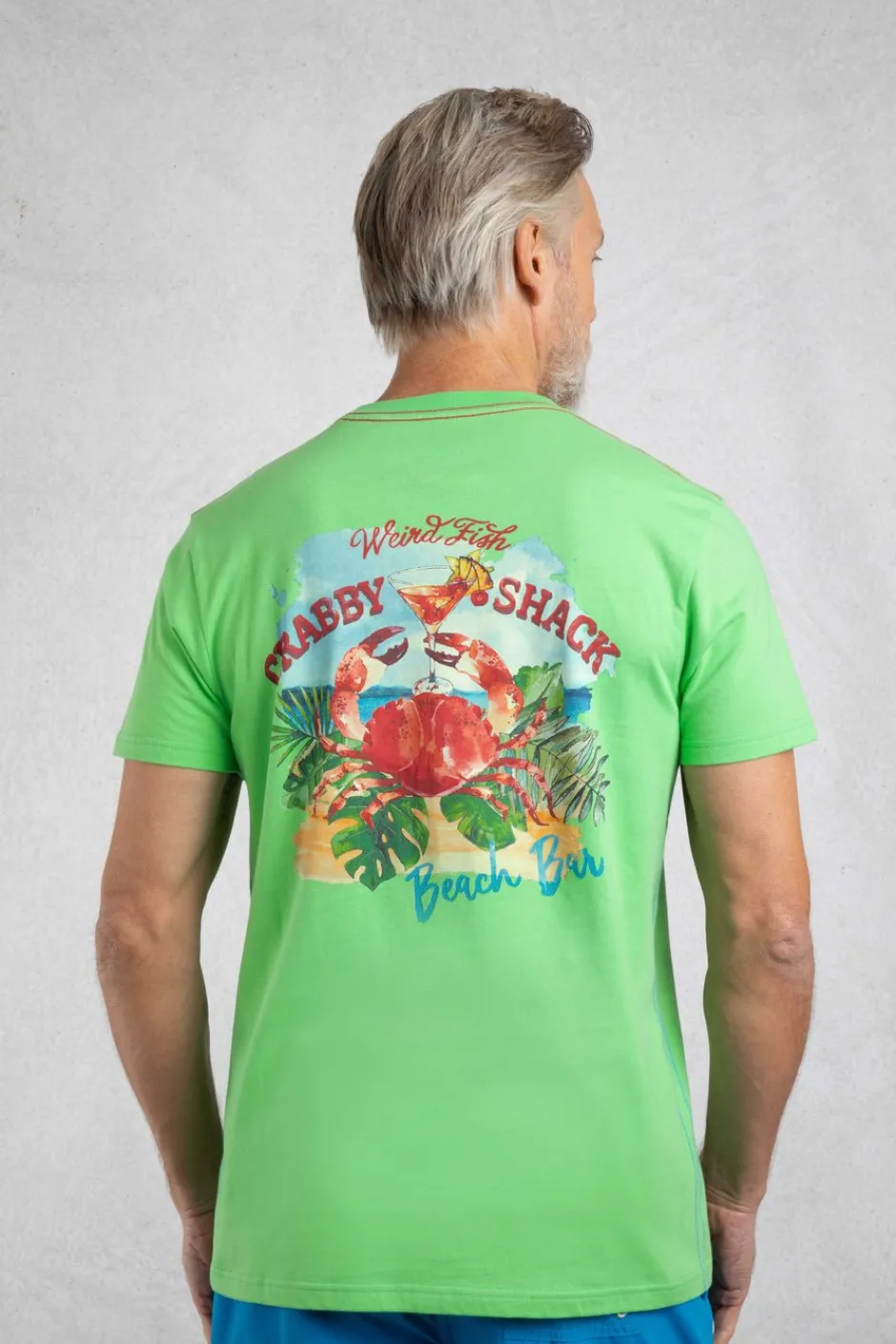 Weird Fish T-Shirts|Crabby Shack Back Print Graphic T-Shirt Grass Green
