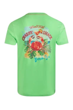 Weird Fish T-Shirts|Crabby Shack Back Print Graphic T-Shirt Grass Green
