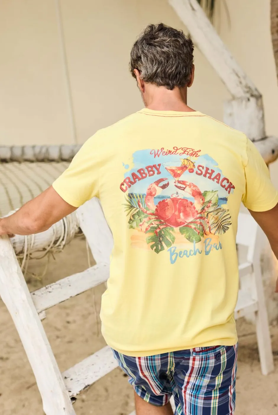 Weird Fish T-Shirts|Crabby Shack Back Print Graphic T-Shirt Lemon