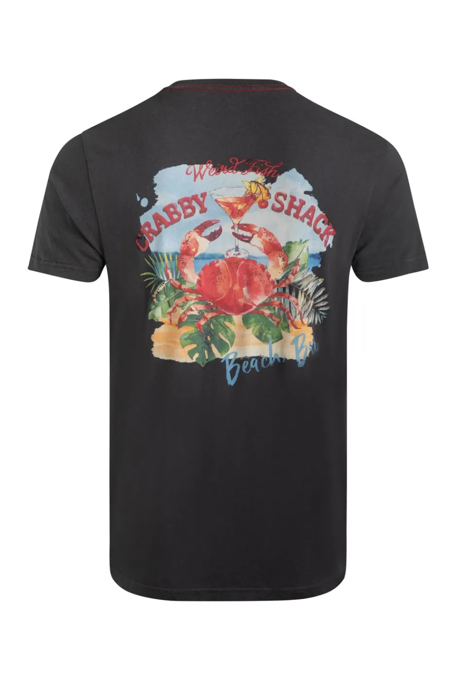 Weird Fish T-Shirts|Crabby Shack Back Print Graphic T-Shirt Washed Black