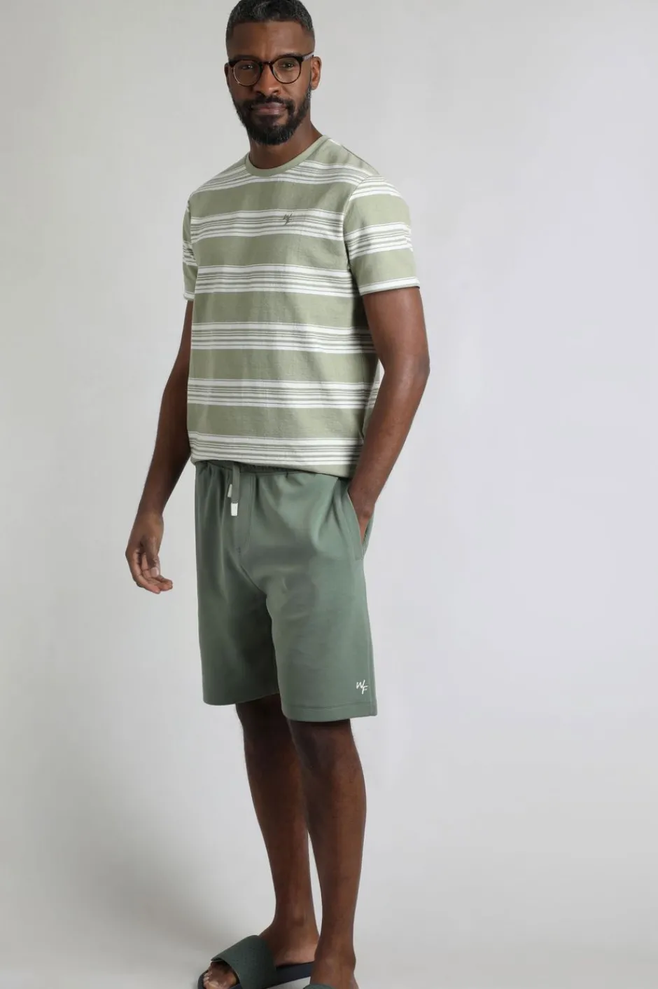 Weird Fish Shorts|Crawford Organic Cotton Loopback Shorts Army Green