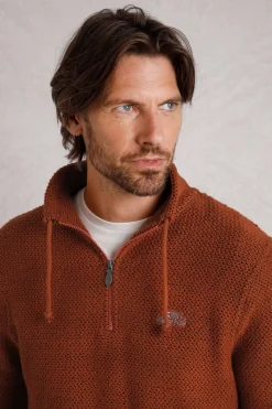 Weird Fish Sweatshirts & Hoodies|Cruiser 1/4 Zip Eco Macaroni Sweatshirt Brick Red