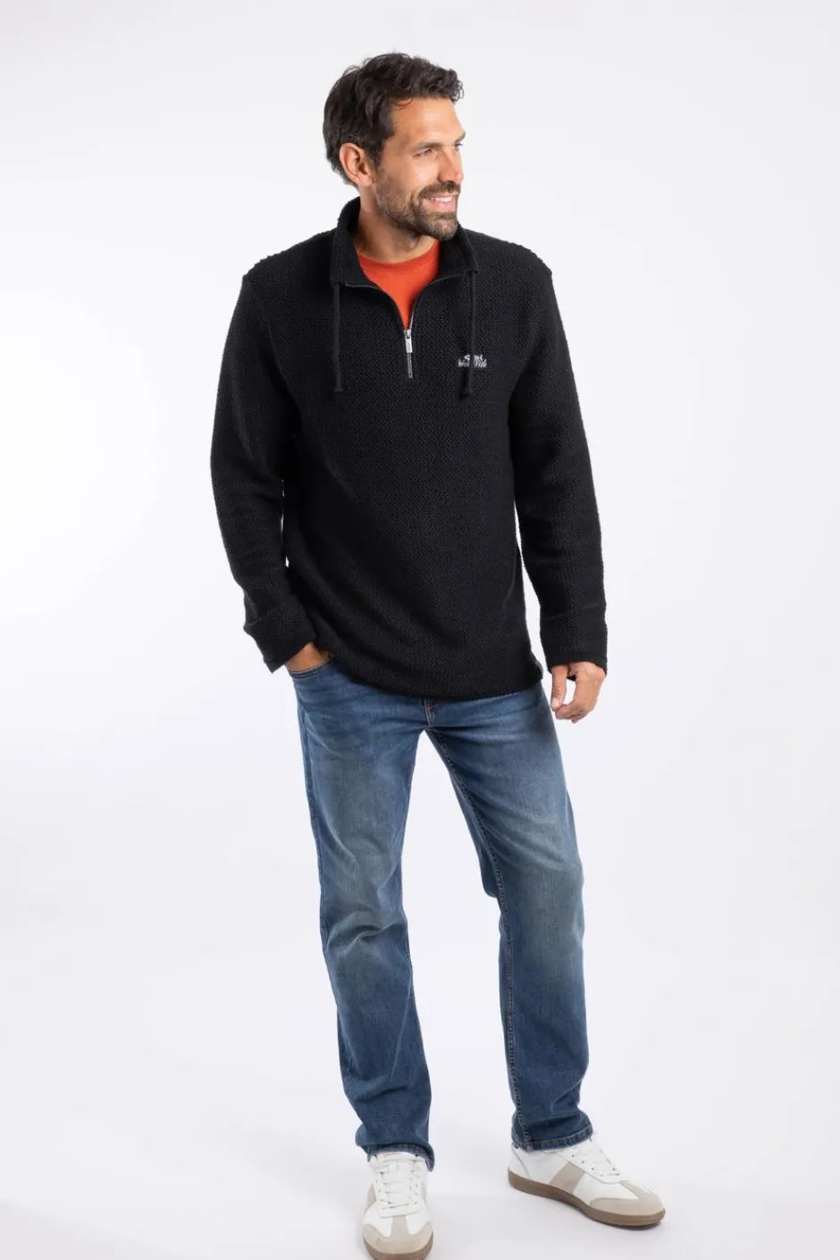 Weird Fish Sweatshirts & Hoodies|Cruiser 1/4 Zip Eco Macaroni Sweatshirt Black