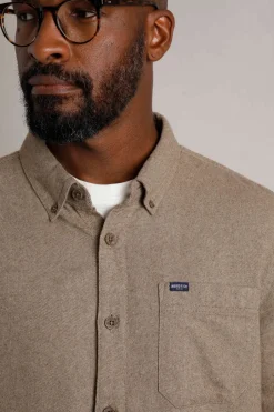Weird Fish Shirts|Curzon Organic Cotton Button Down Flannel Shirt Nut