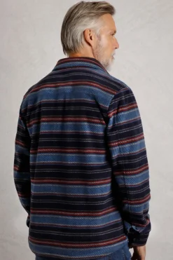 Weird Fish Shirts|Cypress Striped Fleece Shirt Midnight