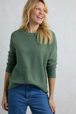 Weird Fish Jumpers & Cardigans|Knitwear|Dalla Knitted Crew Neck Jumper Dark Jade