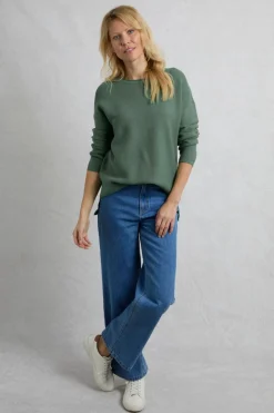 Weird Fish Jumpers & Cardigans|Knitwear|Dalla Knitted Crew Neck Jumper Dark Jade