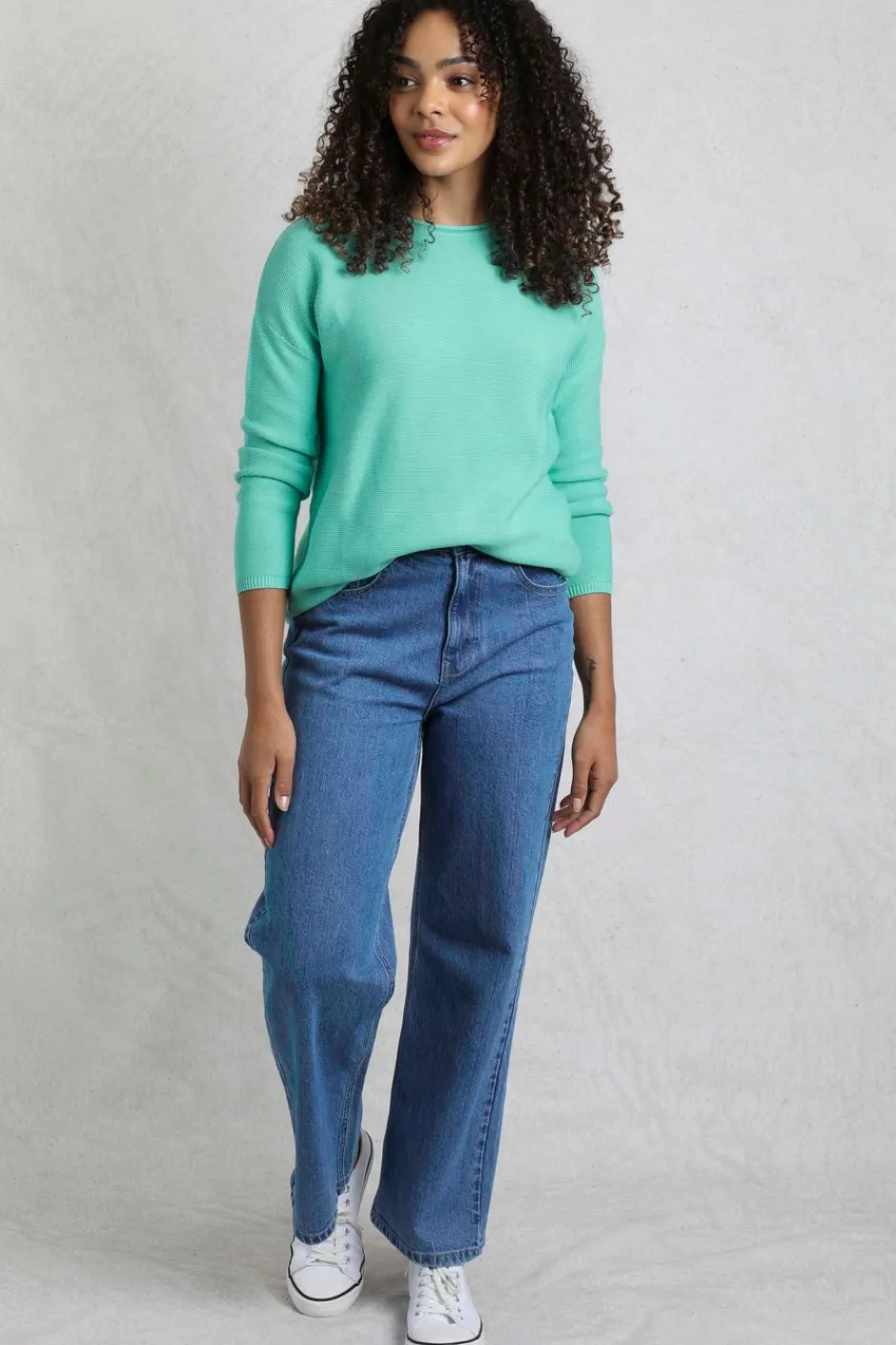 Weird Fish Jumpers & Cardigans|Knitwear|Dalla Knitted Crew Neck Jumper Aqua Marine