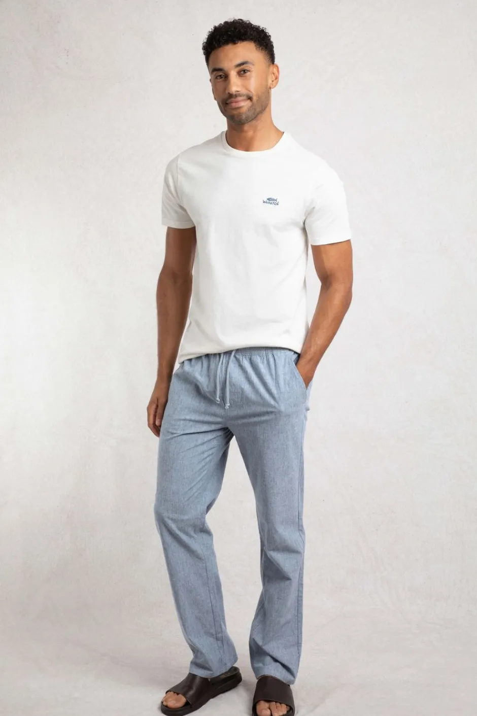 Weird Fish Trousers & Jeans|Danny Lightweight Summer Trousers Denim