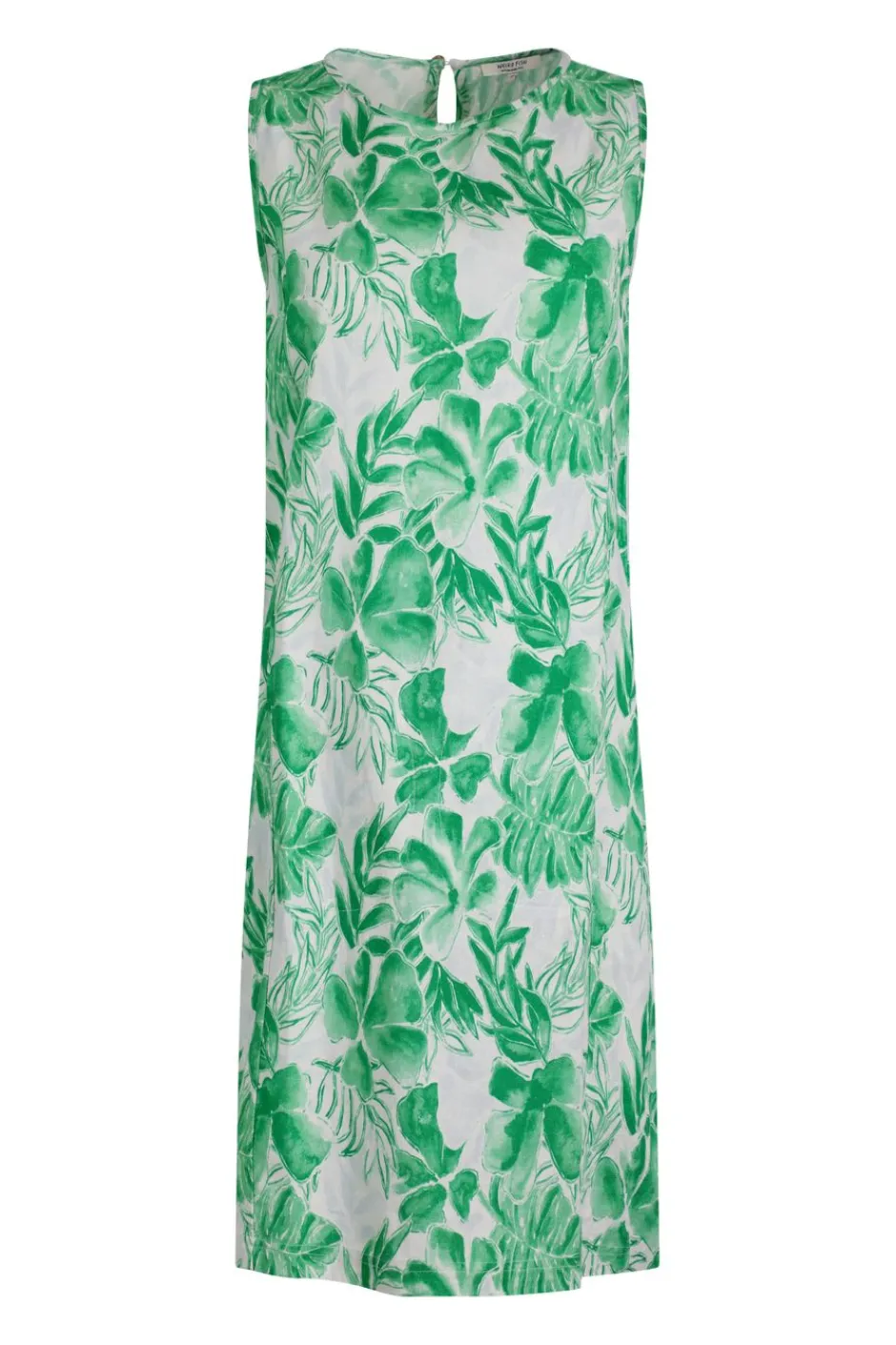 Weird Fish Dresses|Linen|Dayna Linen Rich Printed Shift Dress Evergreen