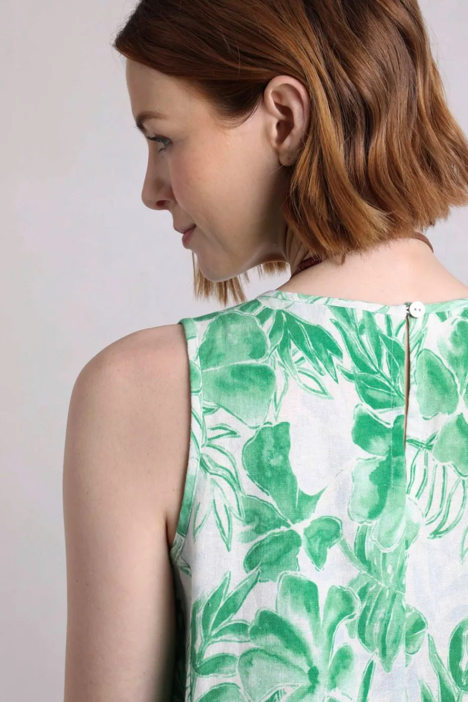 Weird Fish Dresses|Linen|Dayna Linen Rich Printed Shift Dress Evergreen