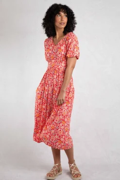 Weird Fish Dresses|Dilsha LivaEco™ Printed Viscose Midi Dress Tango Red