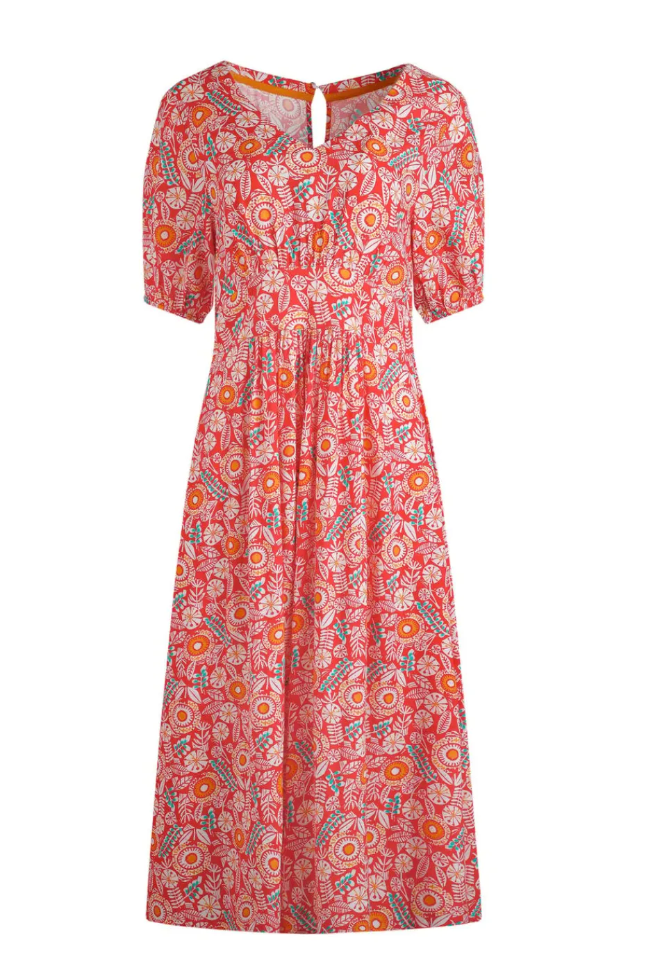 Weird Fish Dresses|Dilsha LivaEco™ Printed Viscose Midi Dress Tango Red