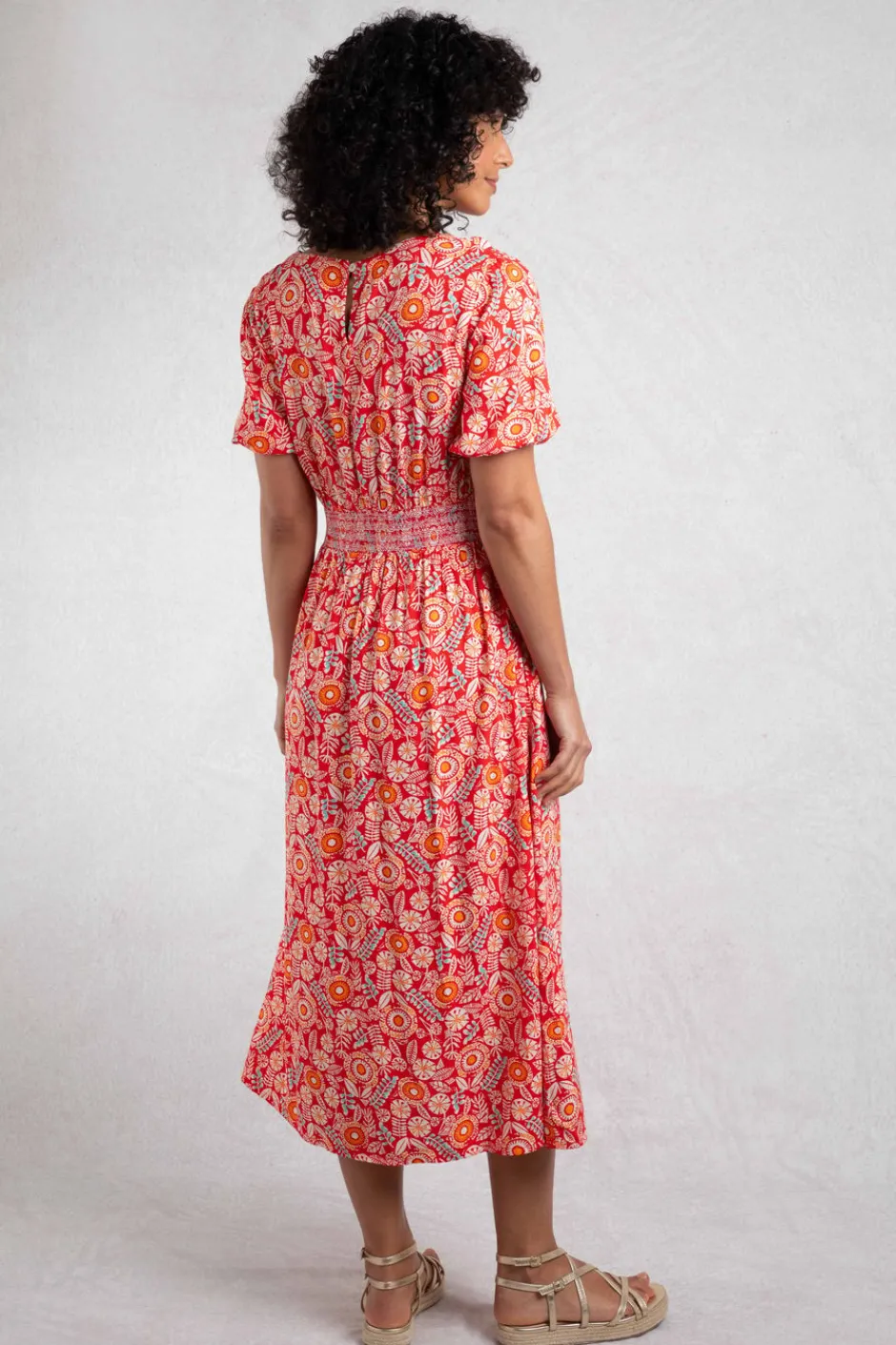 Weird Fish Dresses|Dilsha LivaEco™ Printed Viscose Midi Dress Tango Red